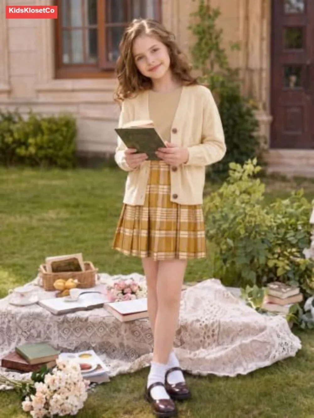 Girls Uniform Skirt Set Slim Fit Shirt & Pleated Skirt 5-14Y